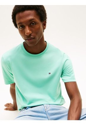 Camiseta Celeste De Cuello Redondo Con Logo Bordado Tommy Hilfiger