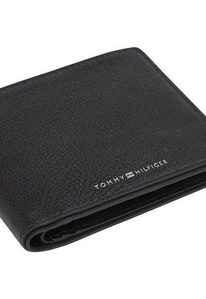 Billetera Negra Corporate De Cuero Con Monedero Tommy Hilfiger