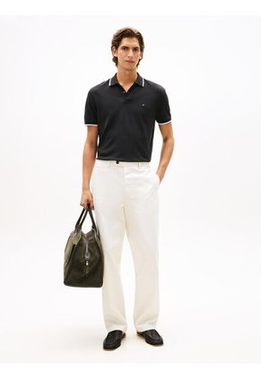 Polo Negro De Piqué Con Corte Regular Tommy Hilfiger
