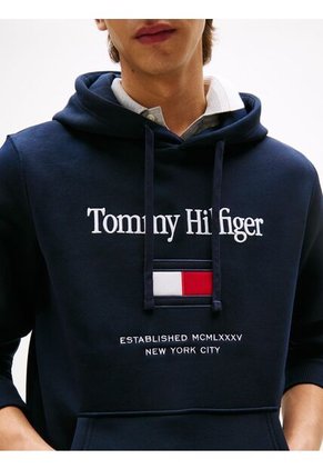 Buzo Azul Con Capota Con Logo Gráfico Tommy Hilfiger