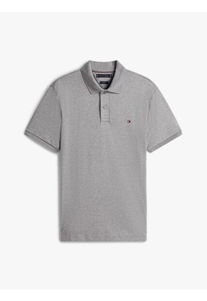 Polo Gris De Punto Interlock De Corte Regular Tommy Hilfiger