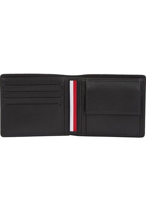Billetera Negra Corporate De Cuero Con Monedero Tommy Hilfiger