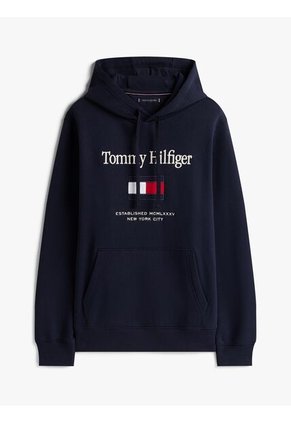 Buzo Azul Con Capota Con Logo Gráfico Tommy Hilfiger