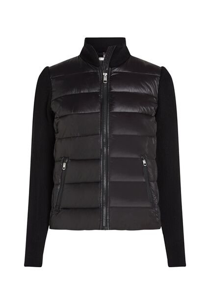 Chaqueta Negra Acolchada De Cuello Alto Con Cierre De Cremallera Tommy Hilfiger
