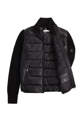 Chaqueta Negra Acolchada De Cuello Alto Con Cierre De Cremallera Tommy Hilfiger