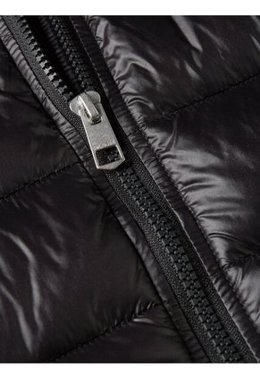 Chaqueta Negra Acolchada De Cuello Alto Con Cierre De Cremallera Tommy Hilfiger