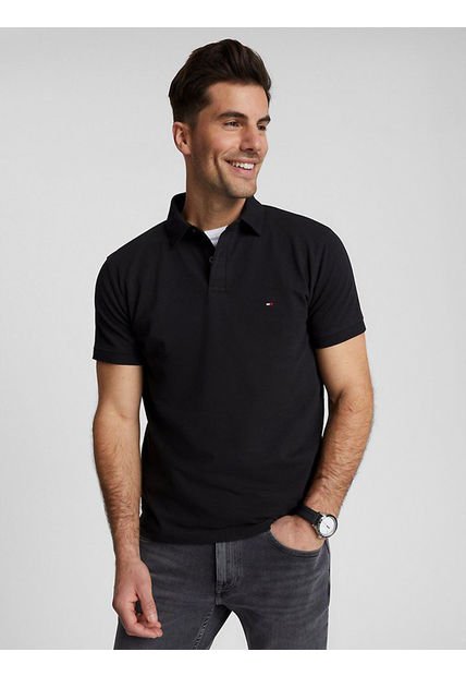 Polo De Ajuste Regular Hombre Negro Tommy Hilfiger