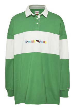 Camiseta De Rugby Verde Con Logo Bordado Para Mujer Tommy Jeans