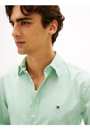 Camisa Verde TH Flex Regular De Popelín Tommy Hilfiger