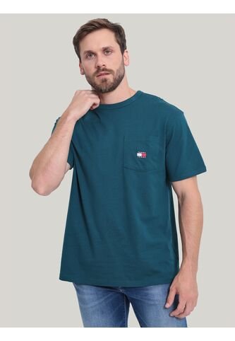 Camiseta Verde De Corte Regular Con Bolsillo Tommy Jeans Tommy Hilfiger