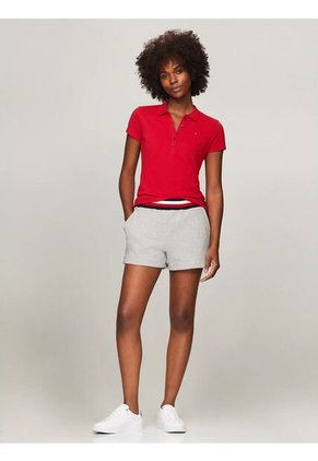 Polo Rojo De Corte Slim Con Logo Tommy Hilfiger