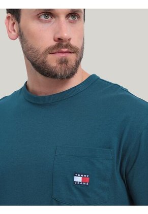 Camiseta Verde De Corte Regular Con Bolsillo Tommy Jeans