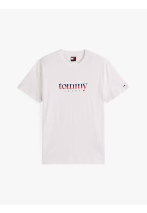 Camiseta Blanca De Punto Con Logo Y Cuello Redondo Tommy Jeans