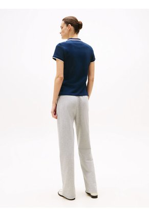 Polo Azul De Corte Slim Con Logo A Contraste Tommy Hilfiger