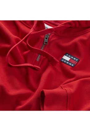 Hoodie Cropped Con Cremallera De Un Cuarto Mujer Rojo Tommy Jeans