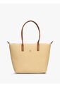 Bolso Beige Tote Popette Raffia Con Insignia Metalizada TH Tommy Hilfiger de Tommy Hilfiger