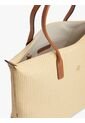 Bolso Beige Tote Popette Raffia Con Insignia Metalizada TH Tommy Hilfiger de Tommy Hilfiger