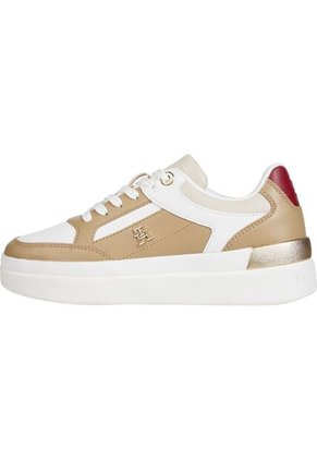 Tenis Beige De Cuero Con Monograma TH Tommy Hilfiger
