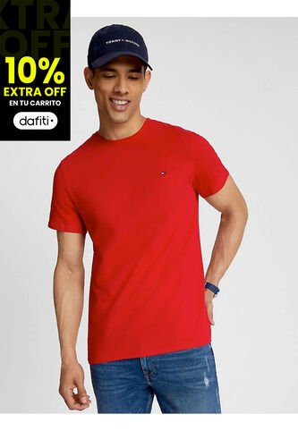 Camiseta Manga Corta Rojo Slim Fit Esencial En Algodón Tommy Hilfiger Tommy Hilfiger