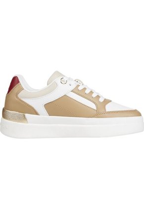 Tenis Beige De Cuero Con Monograma TH Tommy Hilfiger
