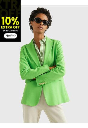 Americana De Traje Con Botonadura Sencilla Mujer Verde Tommy Hilfiger
