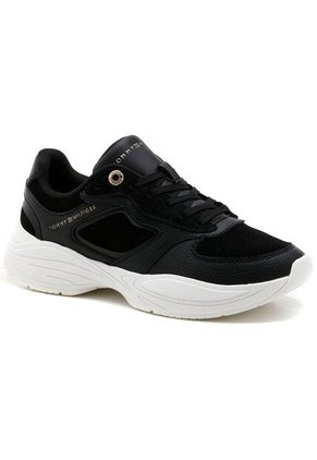 Tenis Negro De Estilo Running Con Suela Gruesa Tommy Hilfiger