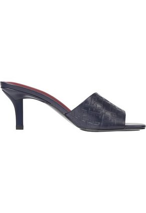 Sandalias Cuero Con Monogramas En Relieve Mujer Azul Tommy Hilfiger