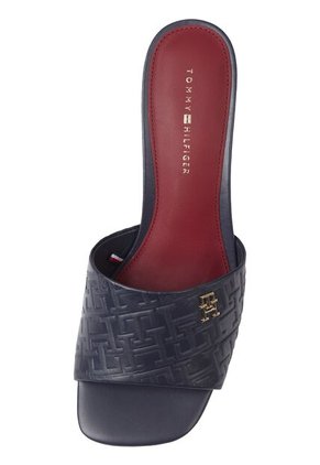 Sandalias Cuero Con Monogramas En Relieve Mujer Azul Tommy Hilfiger
