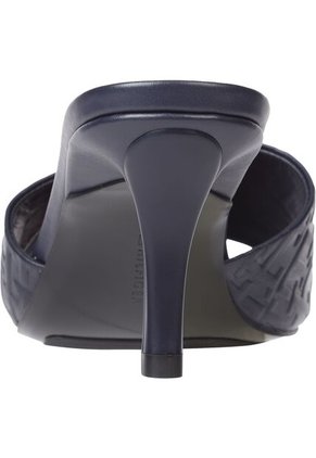 Sandalias Cuero Con Monogramas En Relieve Mujer Azul Tommy Hilfiger