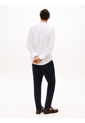 Camisa Blanca De Popelín Con Cuello Mao Regular Fit Tommy Hilfiger