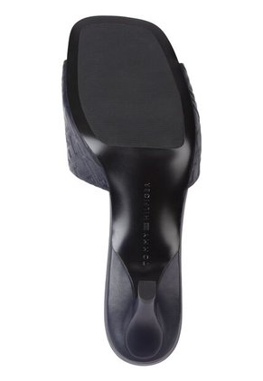 Sandalias Cuero Con Monogramas En Relieve Mujer Azul Tommy Hilfiger