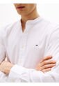 Camisa Blanca De Popelín Con Cuello Mao Regular Fit Tommy Hilfiger de Tommy Hilfiger