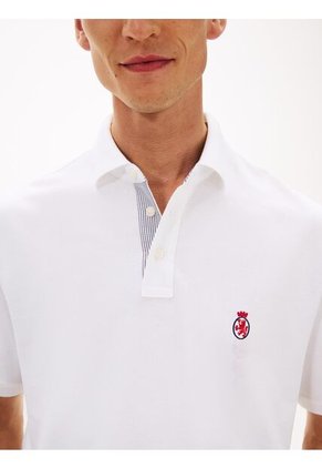 Polo Blanco Archive Crest Con Logo Tommy Hilfiger
