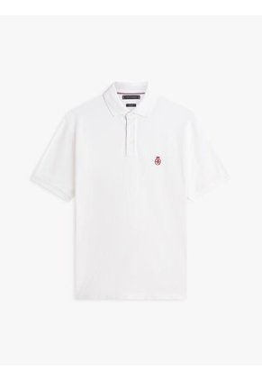 Polo Blanco Archive Crest Con Logo Tommy Hilfiger