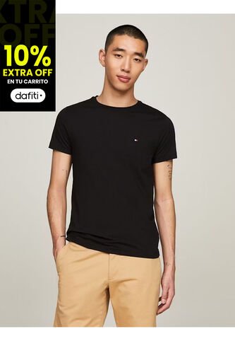 Camiseta Manga Corta Negro Slim Fit Esencial Tommy Hilfiger