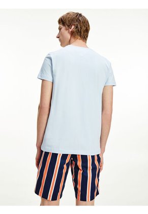 Camiseta Celeste De Cuello Redondo Y Corte Extra Slim Tommy Hilfiger