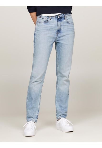 Jeans Azul Pitillo Ajustados De Talle Alto Desteñidos Tommy Hilfiger