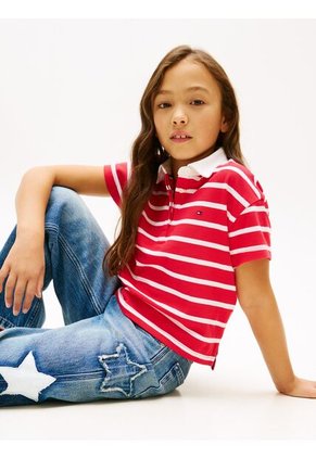 Polo Rojo De Rugby De Piqué Con Corte Amplio Tommy Hilfiger