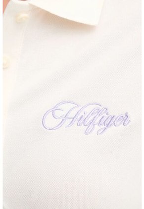 Polo Blanco Slim De Piqué Con Logo Bordado Tommy Hilfiger