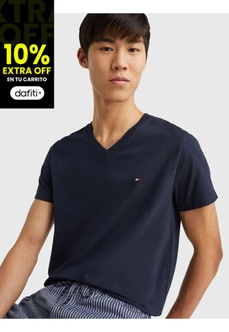 Camiseta Slim Fit Azul Cuello En V Esencial Algodón Para Hombre Tommy Hilfiger Tommy Hilfiger