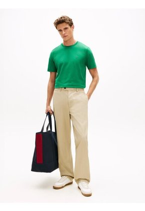 Camiseta Verde De Cuello Redondo Con Logo Bordado Tommy Hilfiger