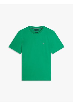 Camiseta Verde De Cuello Redondo Con Logo Bordado Tommy Hilfiger