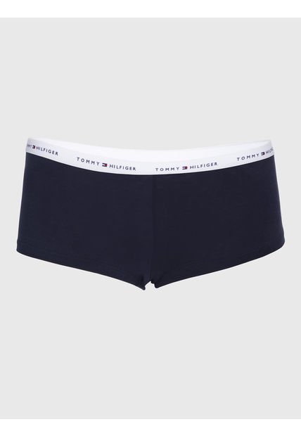 Boyshort Azul Con Monogramas TH Y Logo En La Cintura Tommy Hilfiger