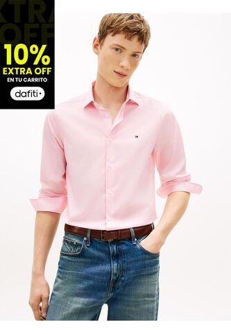 Camisa Rosa De Manga Larga Con Micro Estampado Tommy Hilfiger Tommy Hilfiger