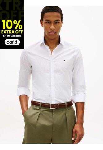 Camisa Blanca De Manga Larga Con Estampado Geométrico Tommy Hilfiger Tommy Hilfiger