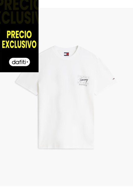 Camiseta Blanca De Corte Regular Con Logo Script Bordado Tommy Jeans