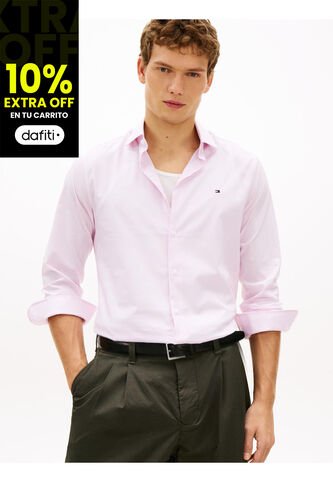 Camisa Rosa Slim Con Rayas Finas Tommy Hilfiger Tommy Hilfiger