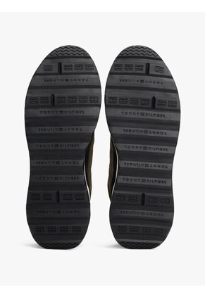 Tenis Azul Marino De Cuero Con Suela De Tacos Tommy Hilfiger