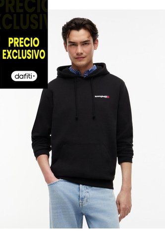 Buzo Negro Con Capota De Corte Regular Con Logo Estampado Tommy Jeans Tommy Hilfiger
