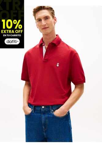 Polo Rojo Archive Crest Con Logo Tommy Hilfiger Tommy Hilfiger